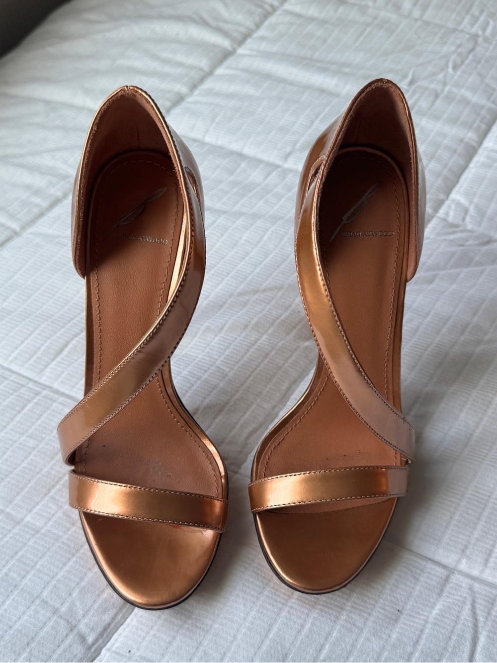Brian Atwood bronze metallic stiletto high heels size 6 - Picture 2 of 11